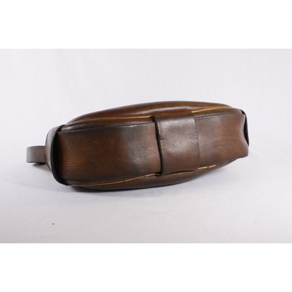 Antique French leather ticket master bag, ca 1910 - 1930s crossbody purse - Picture 5 of 10